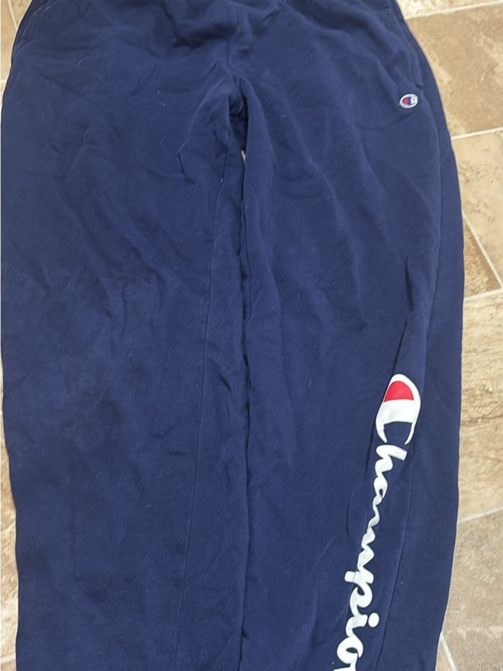 Champion Navy Kids Sweatpants with Script Logo